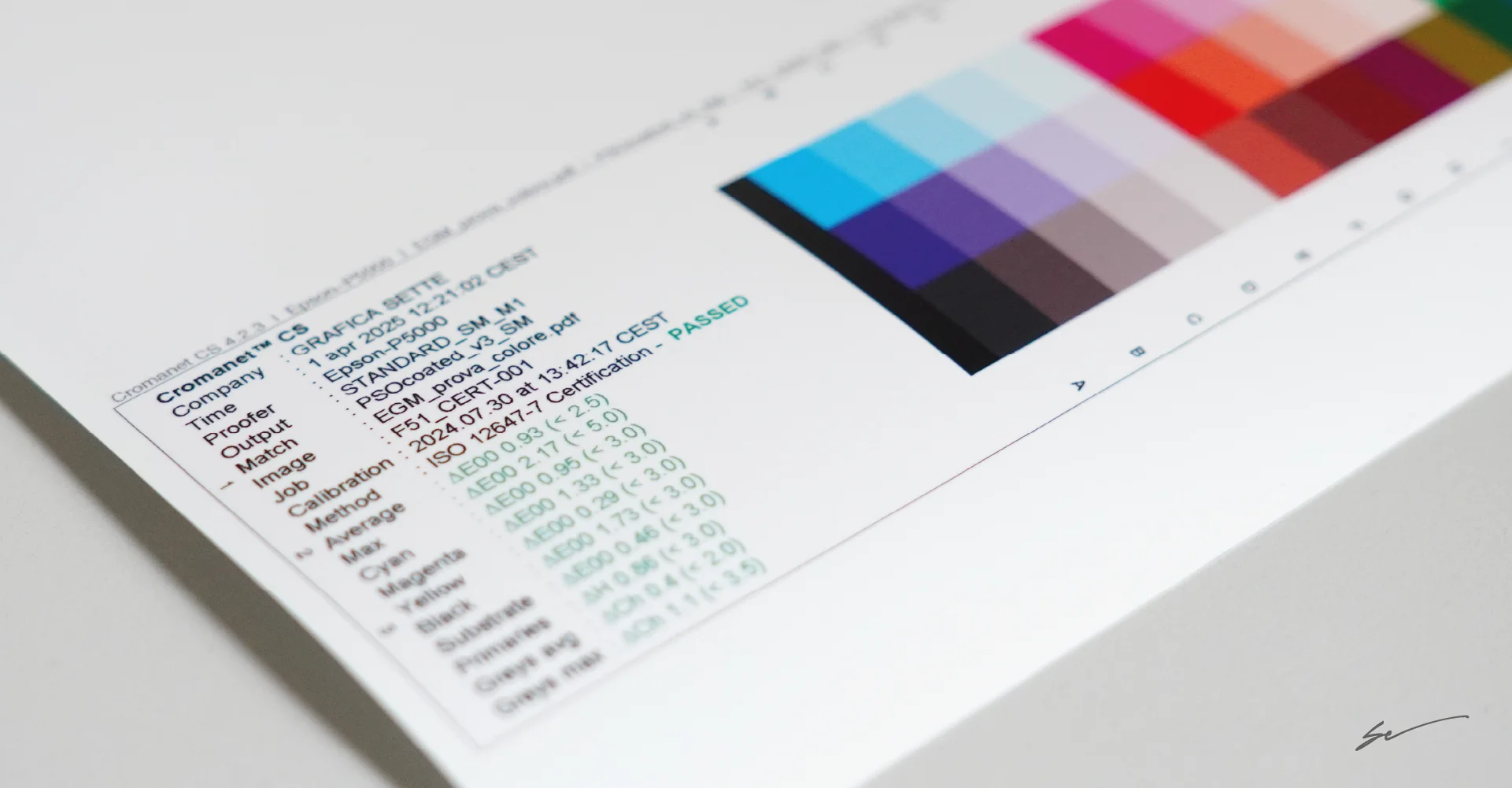 Prove colore certificate