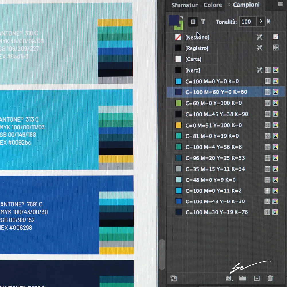 Grafica in InDesign con palette colori Grafica in InDesign con palette colori